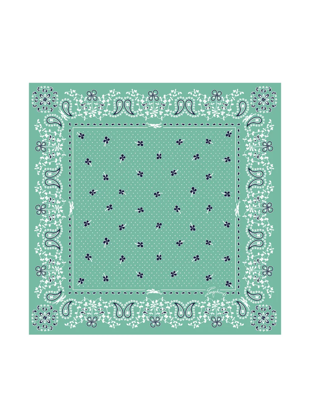 Longchamp Foulard French Bandana in seta - Verde