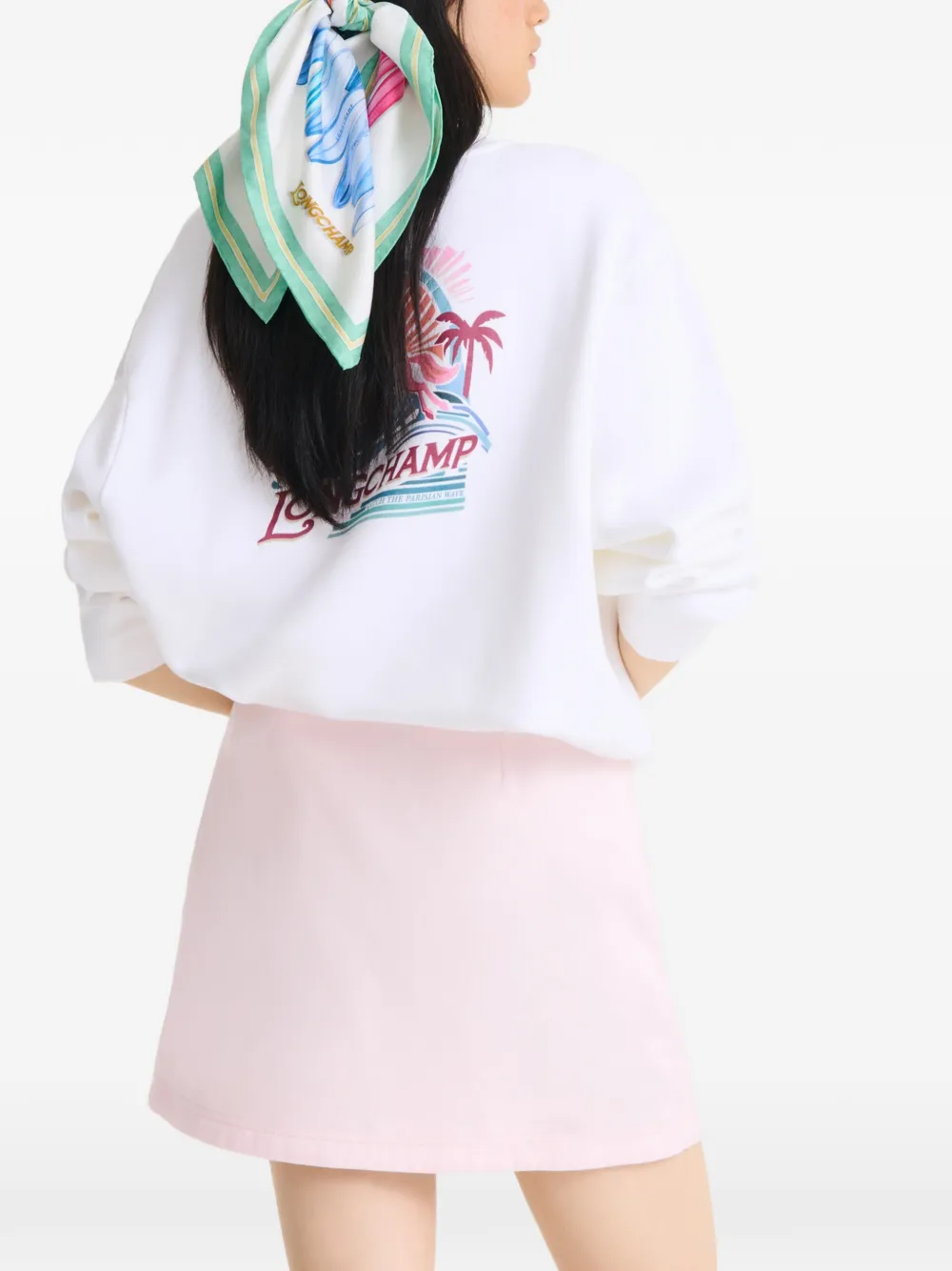 Longchamp Cama&iuml;eu de Surf zijden sjaal - Wit