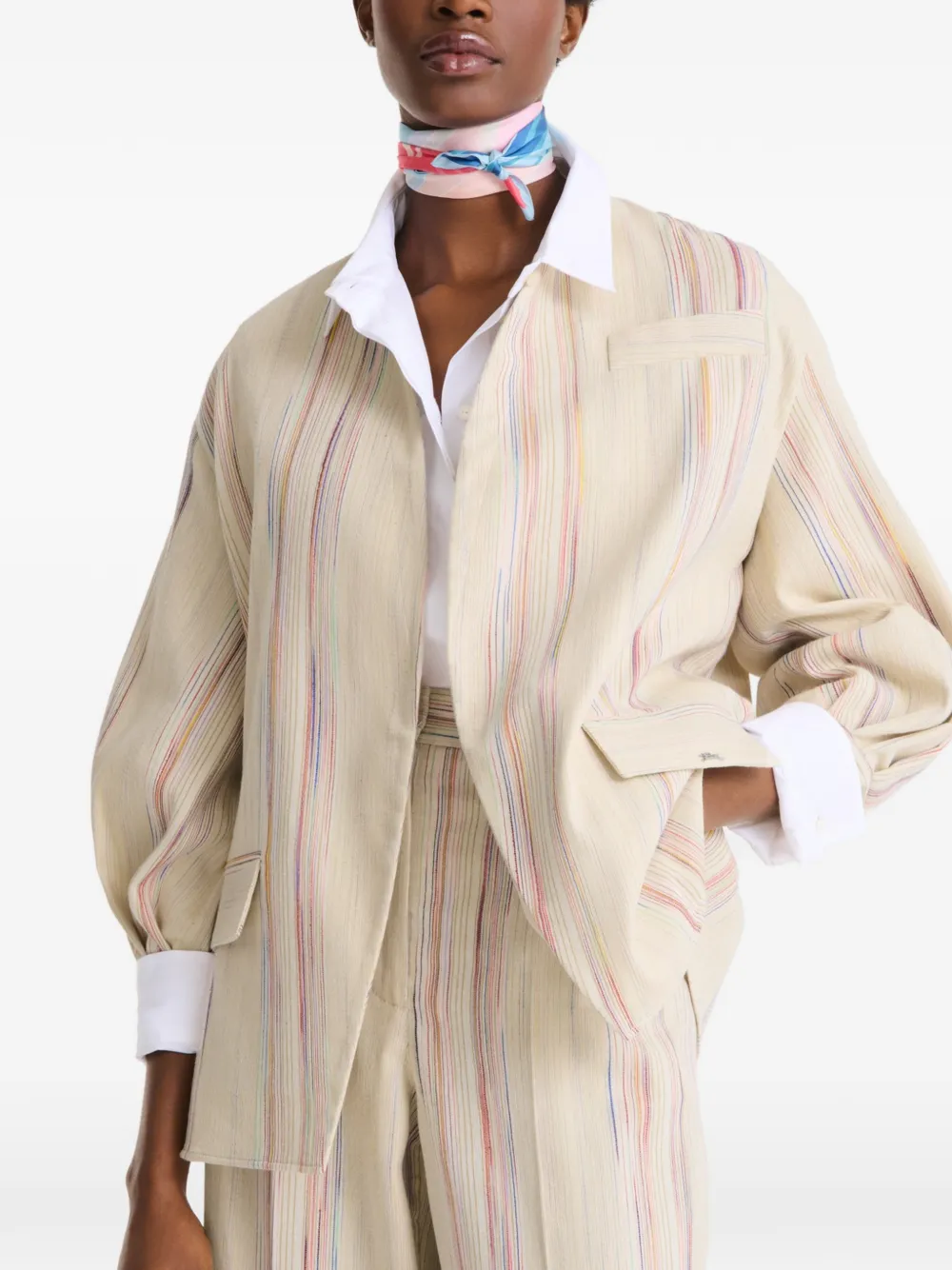 Longchamp En Pleine Vague Silk Scarf - Neutrals 
