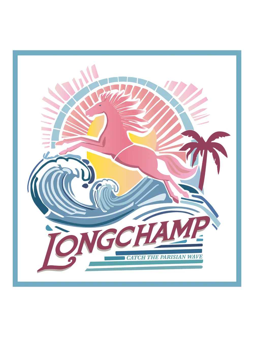 Longchamp Foulard La Vague du Style - Blu