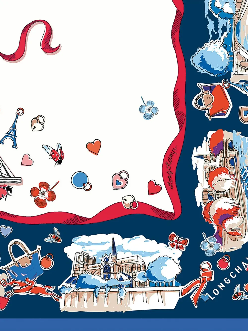 Longchamp Equestrian Tower zijden sjaal - Wit