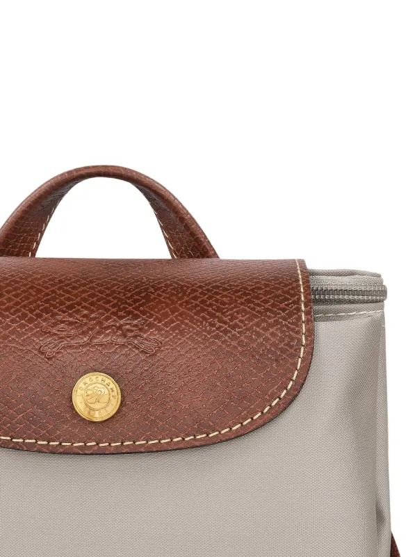 longchamp レザー バックパック グレージュ Longchamp Medium Le Pliage Orignial front-flap Backpack | Neutrals