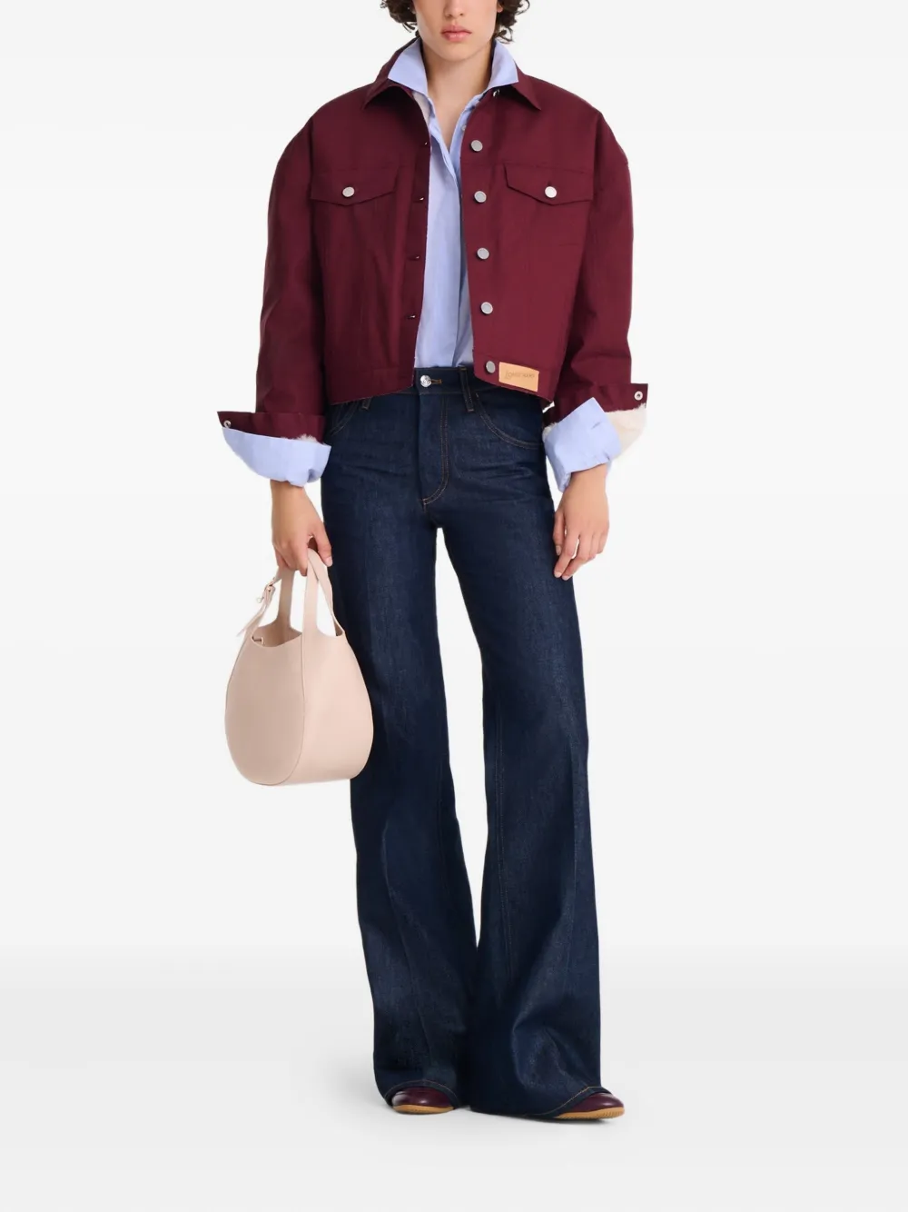 Longchamp Kleine Le Foulonné shopper van bewerkt leer - Beige