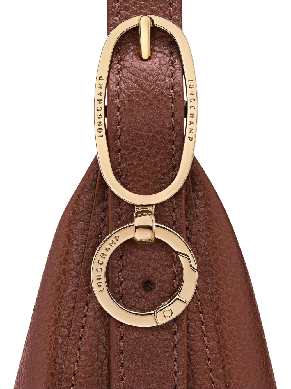Longchamp Le Foulonné 粒面皮质小号斜挎包 In Brown