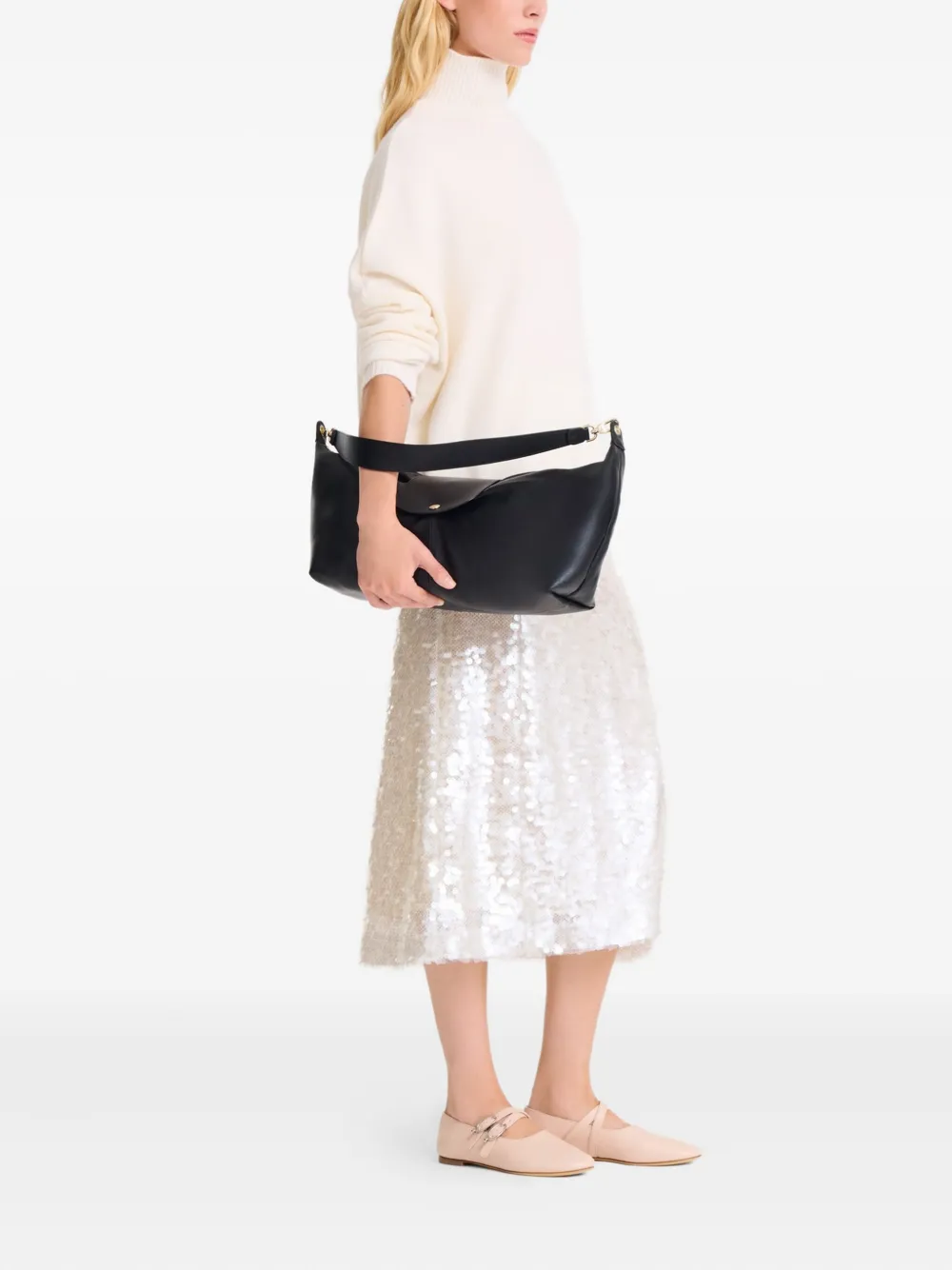 Longchamp Le Pilage Xtra grote schoudertas met omslag - Zwart