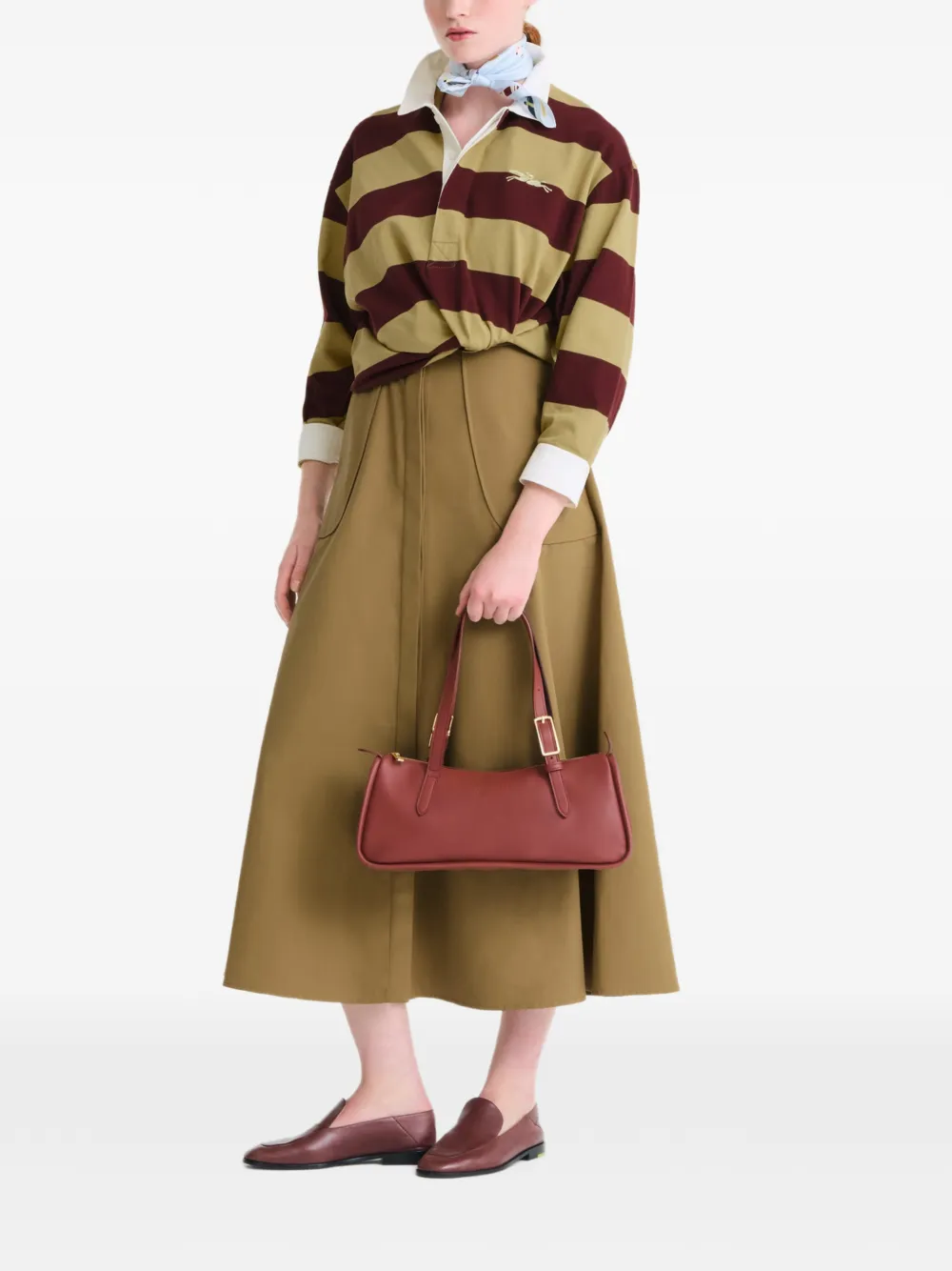 Longchamp L Looong Buckle-strap Shoulder Bag - Brown 
