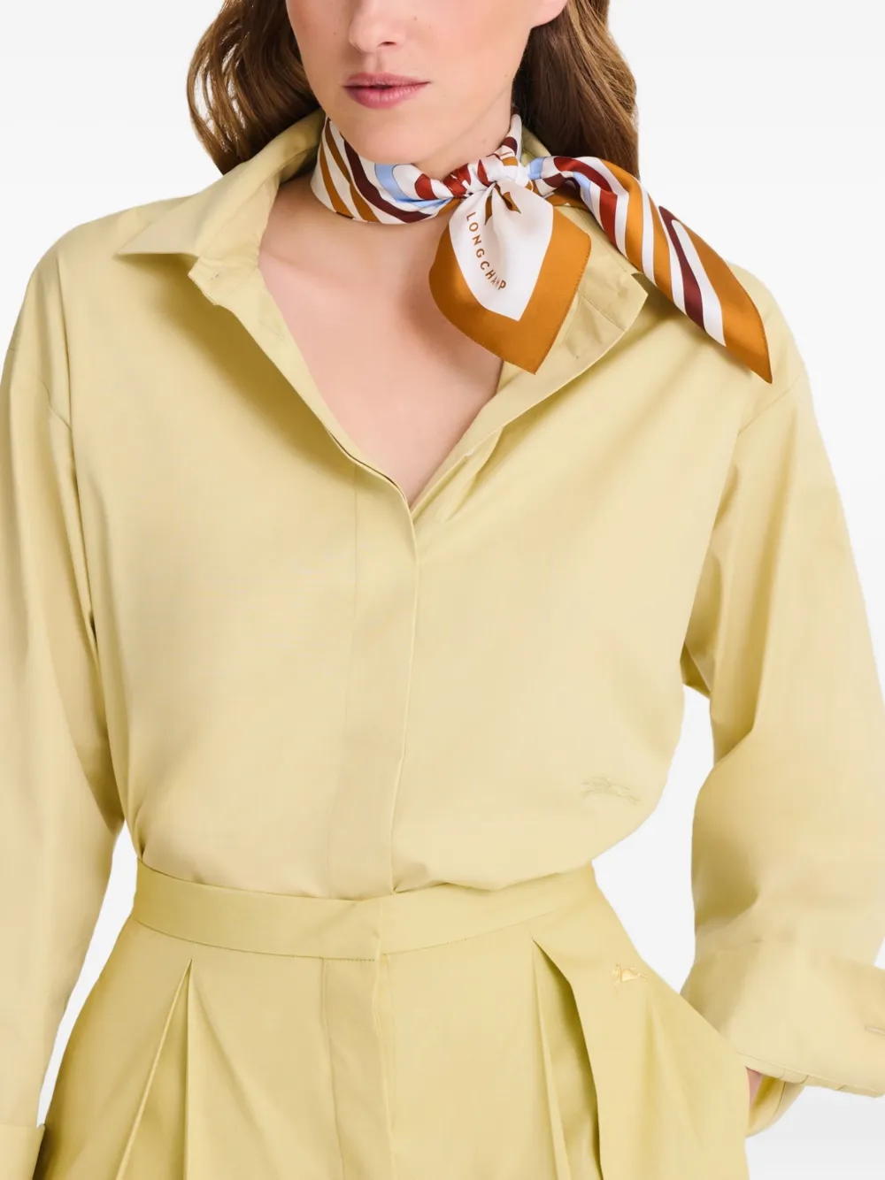 Longchamp Zijden sjaal met strikprint - Beige