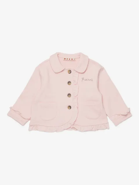 Marni Kids ruffled-trim logo-detail jacket