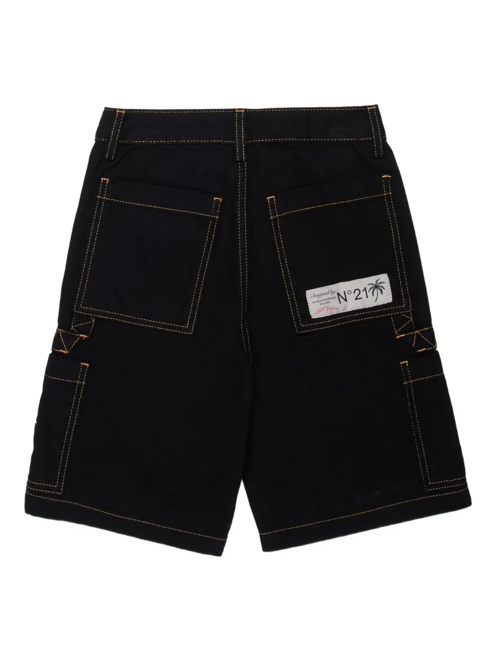  Nº21 Kids Contrast-stitching Shorts - Black 