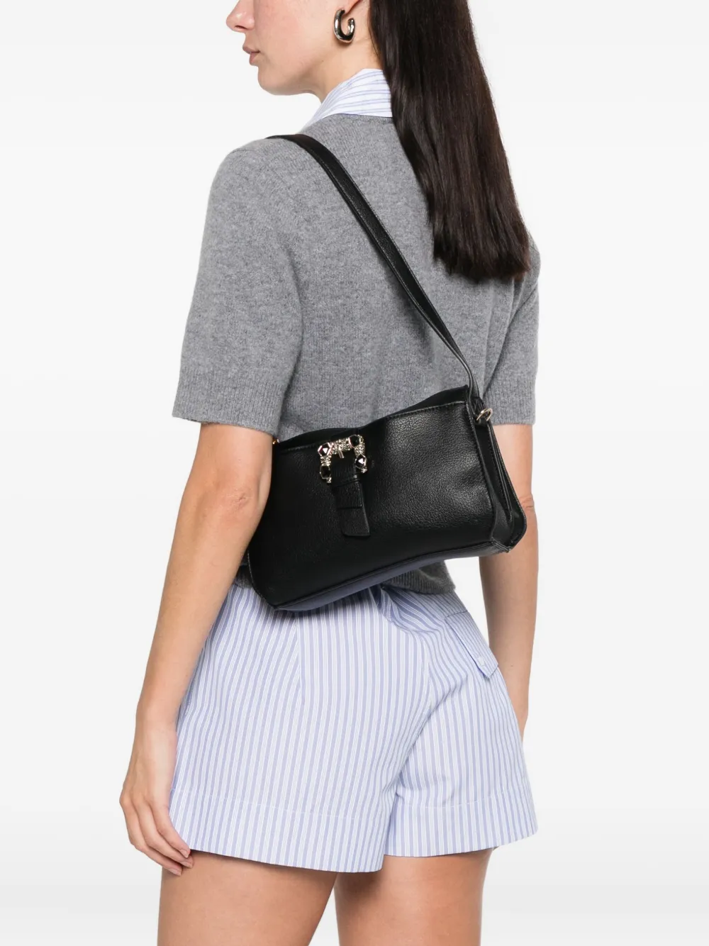 Cafènoir Embellished Buckle Shoulder Bag In Black
