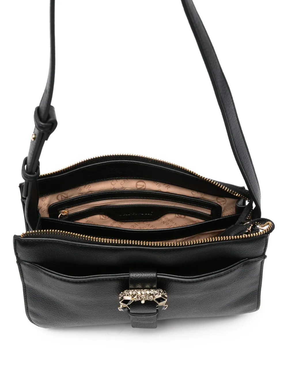 Cafènoir Embellished Buckle Shoulder Bag In Black