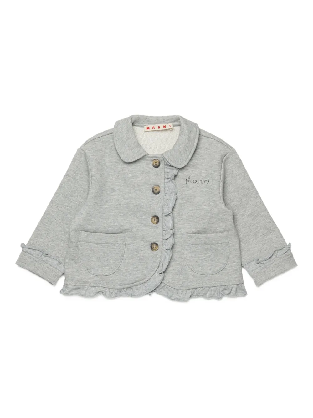 Marni Kids Giacca con ruches e logo - Grigio