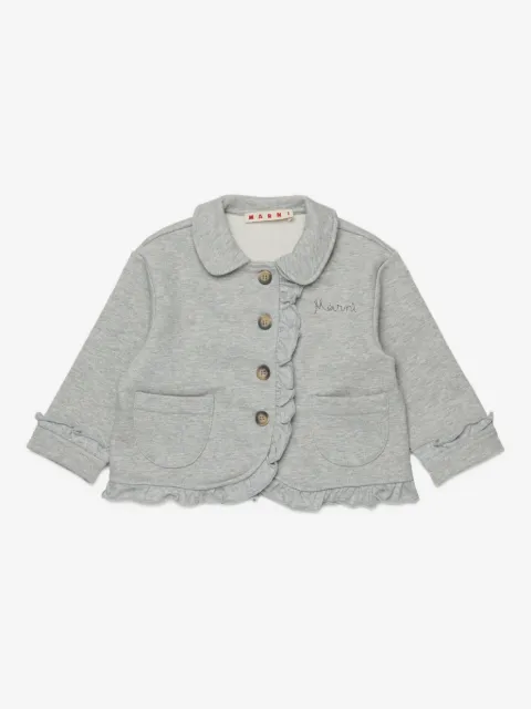 Marni Kids ruffled-trim logo-detail jacket