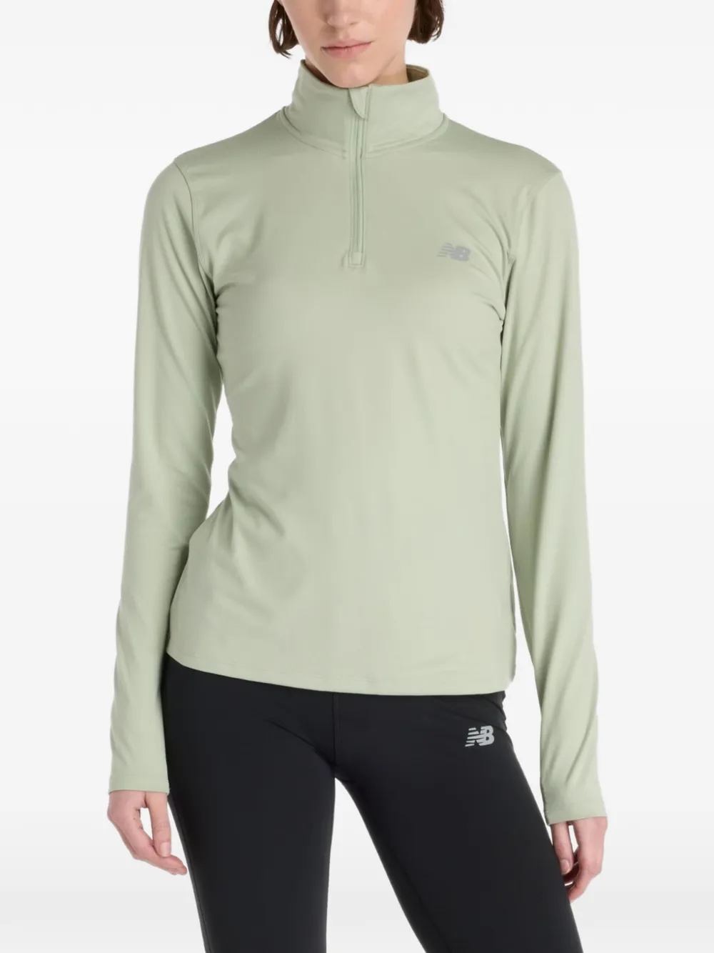 New Balance Felpa con zip parziale - Verde