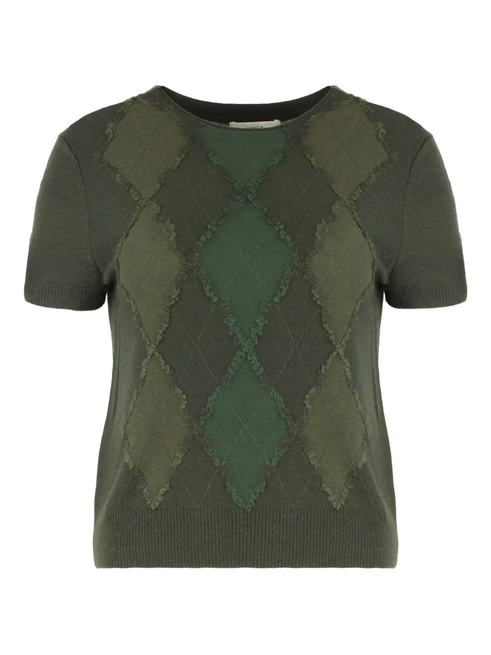 Vince Diamond-pattern Short-sleeve Top In Green