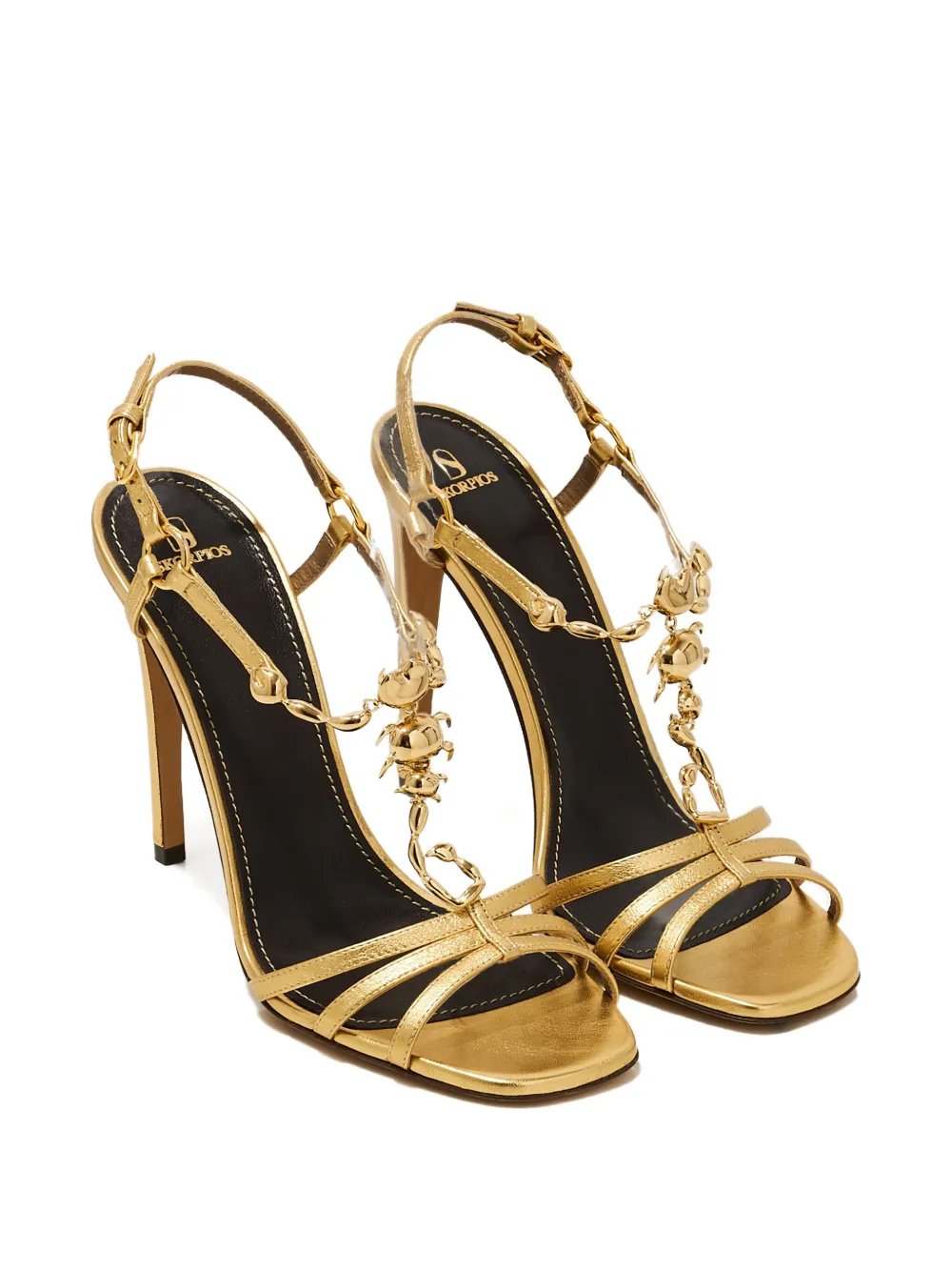 Maison Skorpios Blake Triple-strap Sandals In Gold