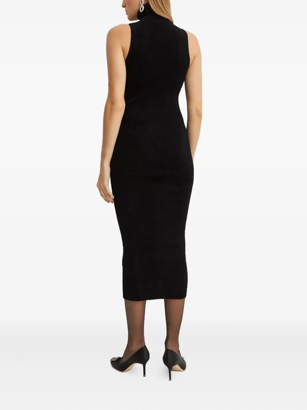 Alexandre Vauthier Turtleneck Midi Dress In Black