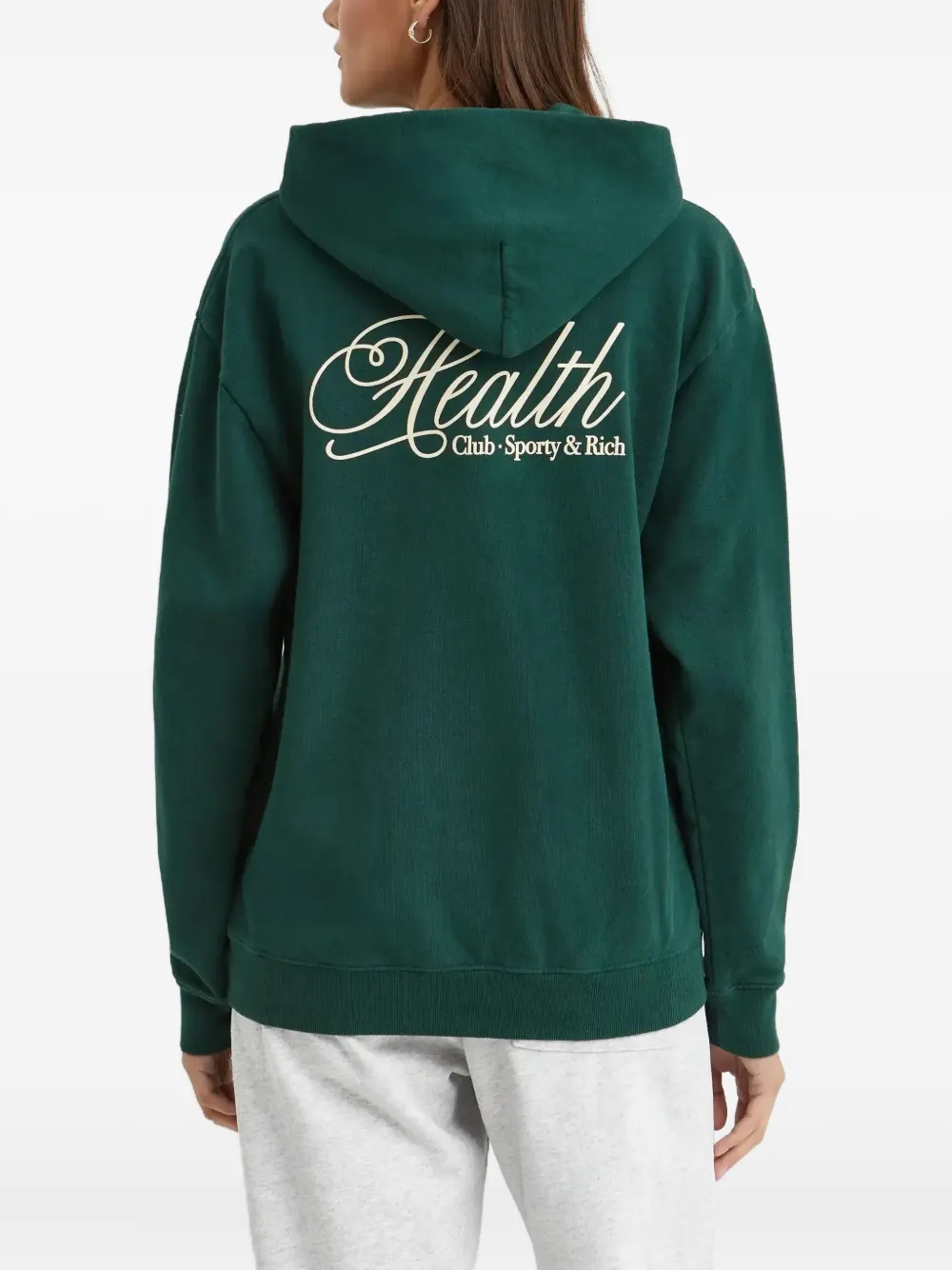 Sporty And Rich Logo-embroidered Hoodie In Green