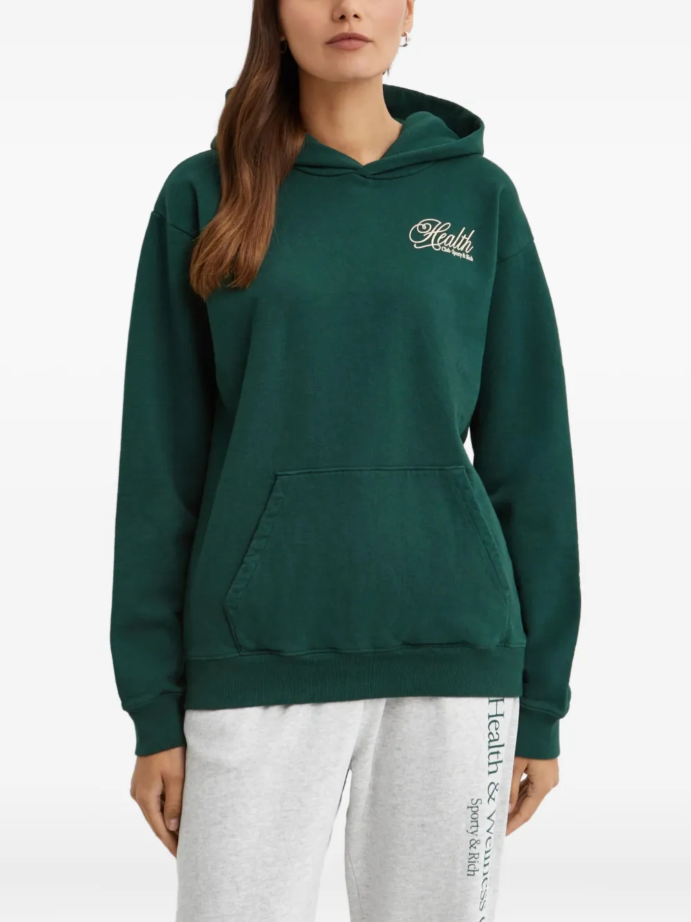 Sporty And Rich Logo-embroidered Hoodie In Green