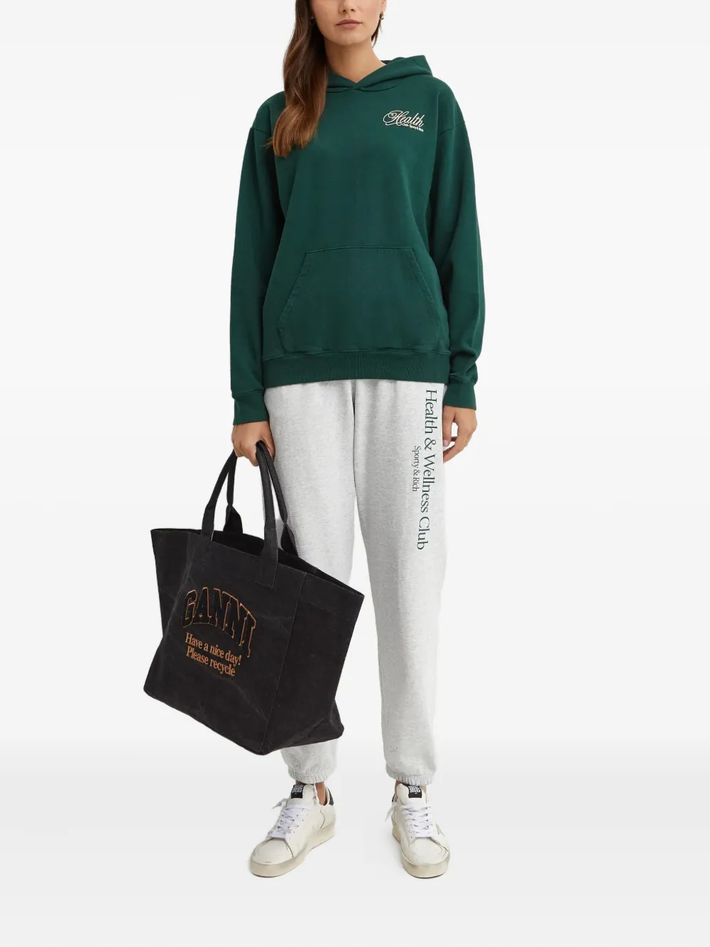 Sporty And Rich Logo-embroidered Hoodie In Green