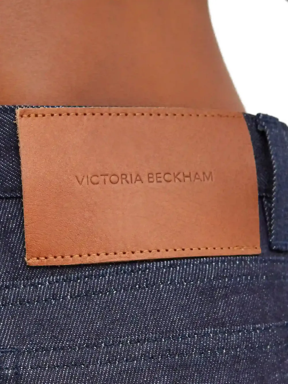Victoria Beckham Five-pocket Leather-patch Trousers In Blue