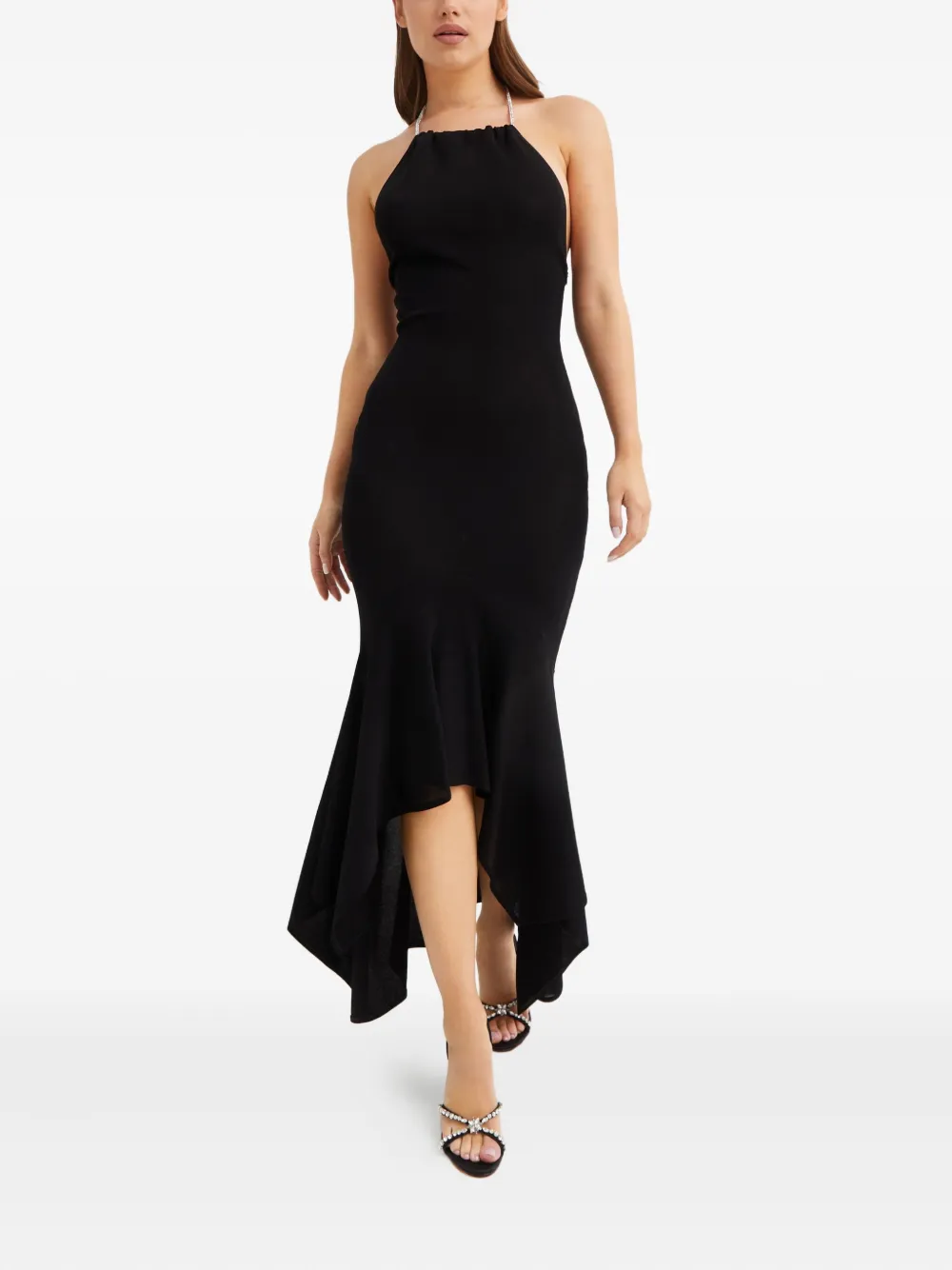 Crystal-Embellished Halterneck Dress