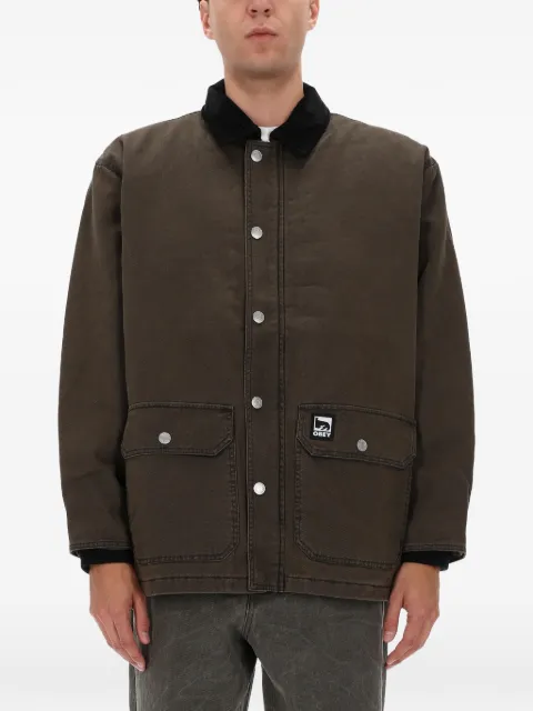 Obey corduroy-collar logo-patch jacket