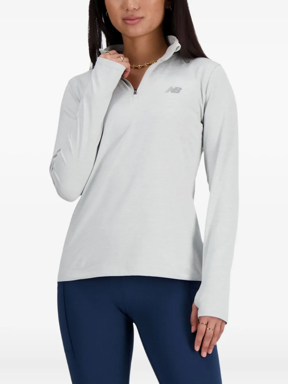 New Balance Space Dye sweater met halve rits Grijs
