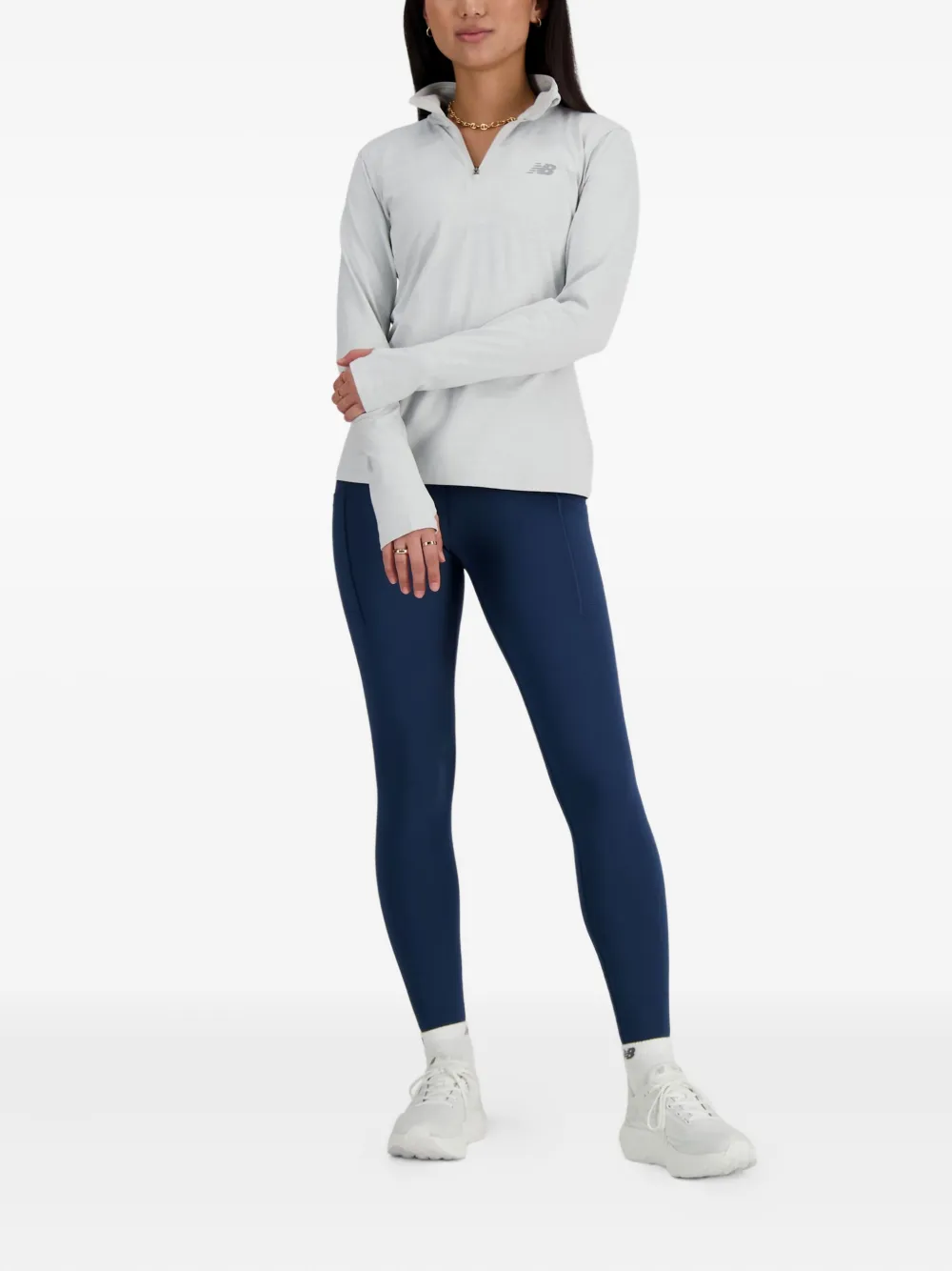 New Balance Space Dye sweater met halve rits Grijs