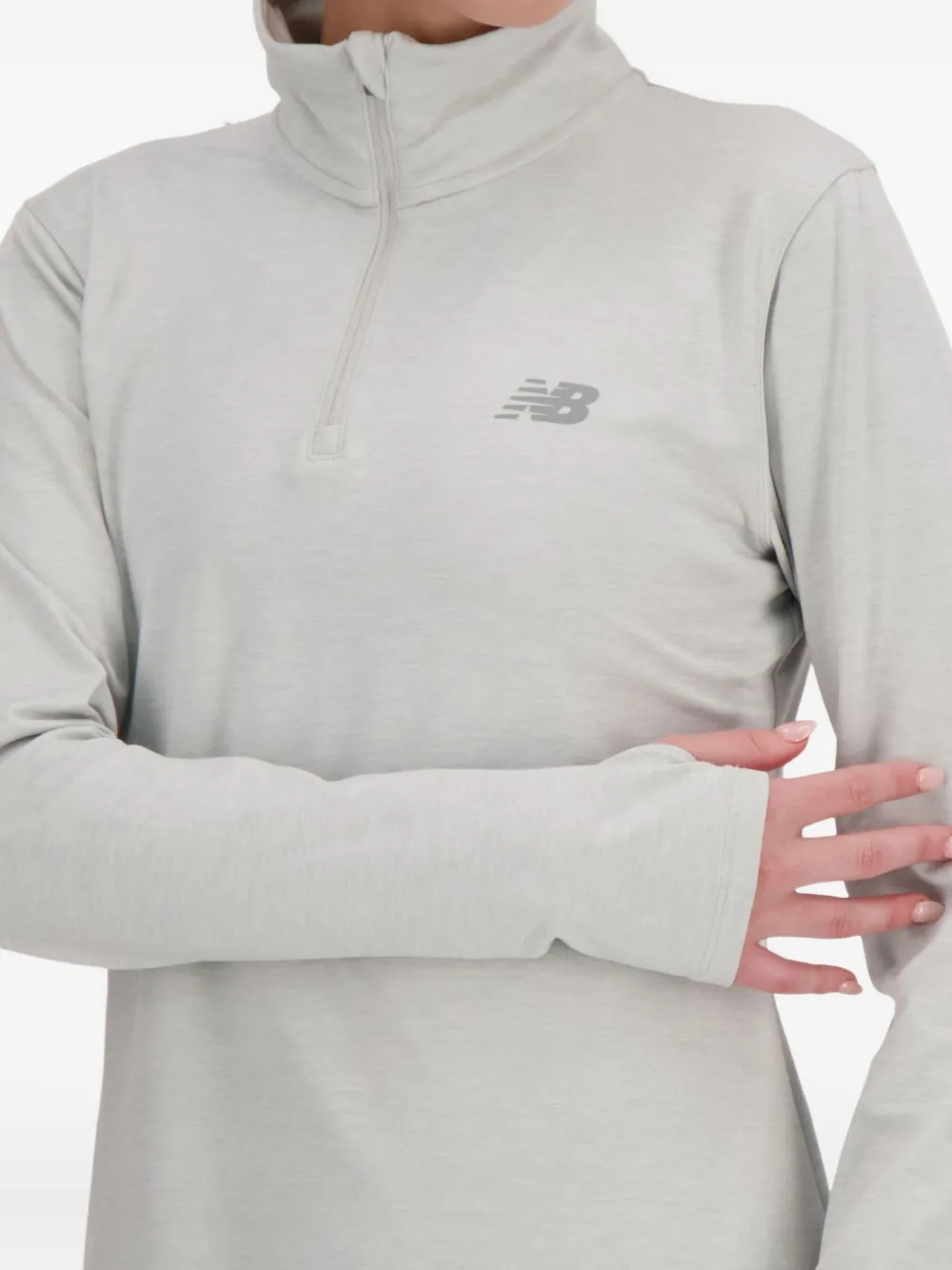New Balance Space Dye sweater met halve rits Grijs