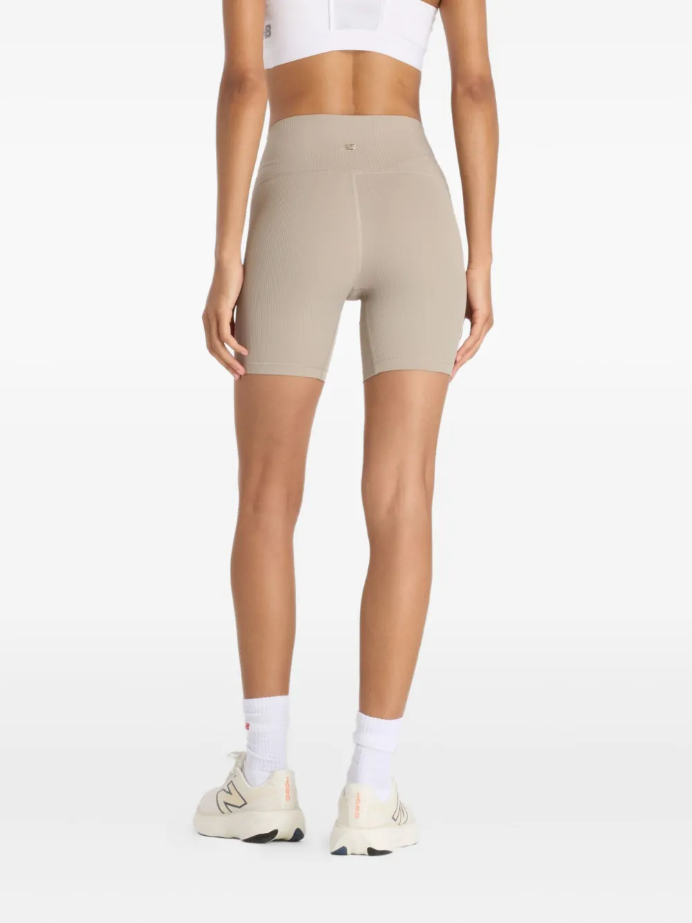 New Balance Geribbelde high waist shorts Beige