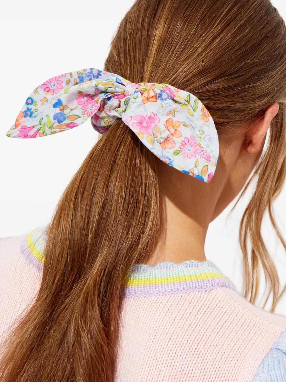 LoveShackFancy Kids Scrunchie met bloemenprint (set van drie) Beige