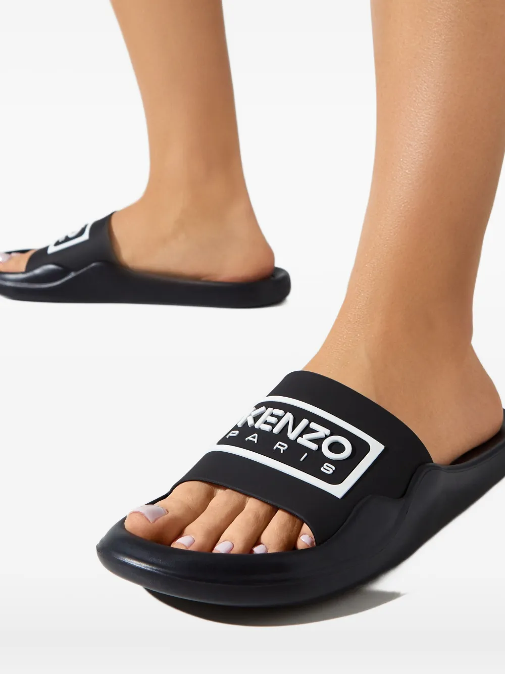 Kenzo Kids Slippers verfraaid met logo Zwart