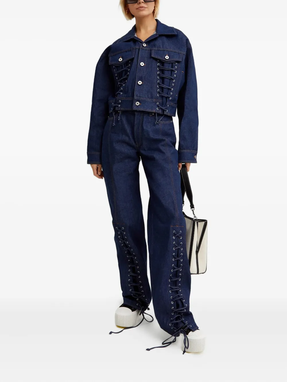 Jean Paul Gaultier Lacing-detail Denim Jacket In Blue