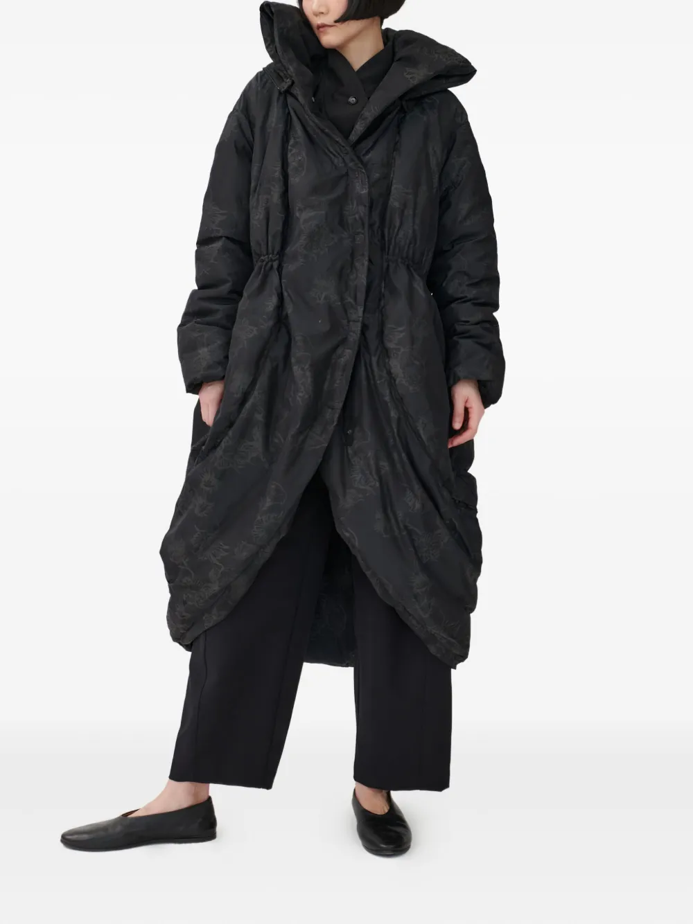 Annette Görtz Amba Hooded Floral Coat In Black