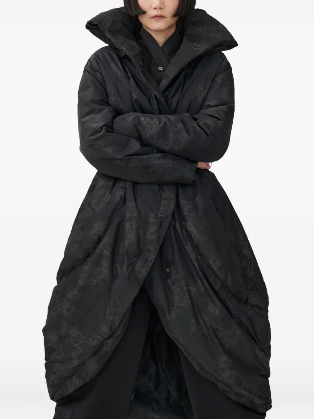 Annette Görtz Amba Hooded Floral Coat In Black