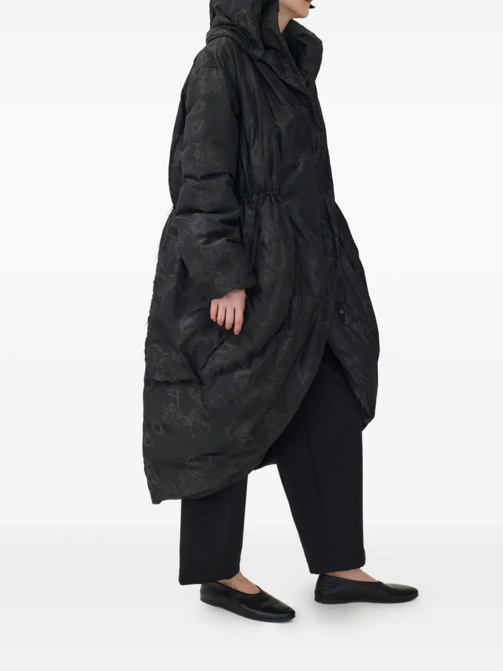 Annette Görtz Amba Hooded Floral Coat In Black