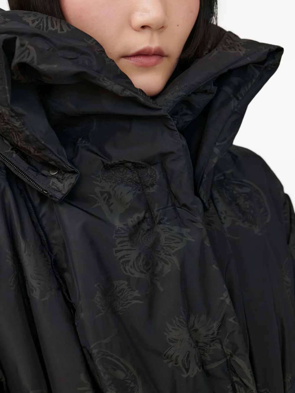 Annette Görtz Amba Hooded Floral Coat In Black