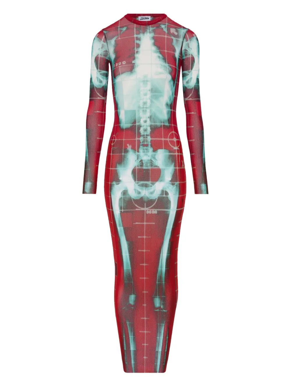 Jean Paul Gaultier Abito Squeletor lungo in rete - Rosso