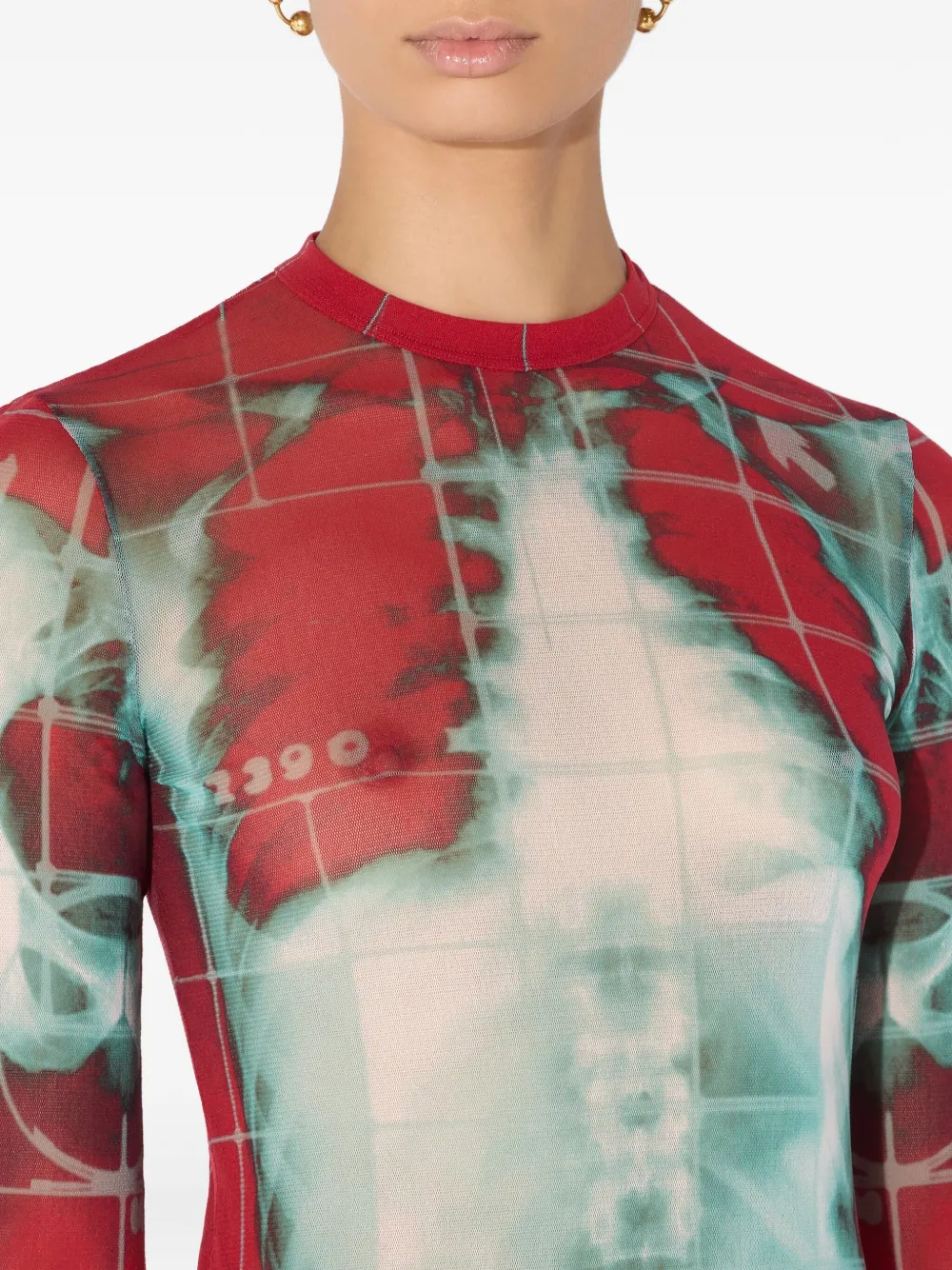 Jean Paul Gaultier Squeletor mesh maxi-jurk Rood