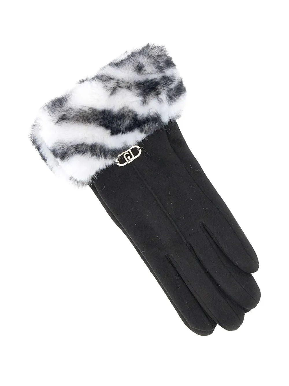 LIU JO metal-logo gloves - Zwart