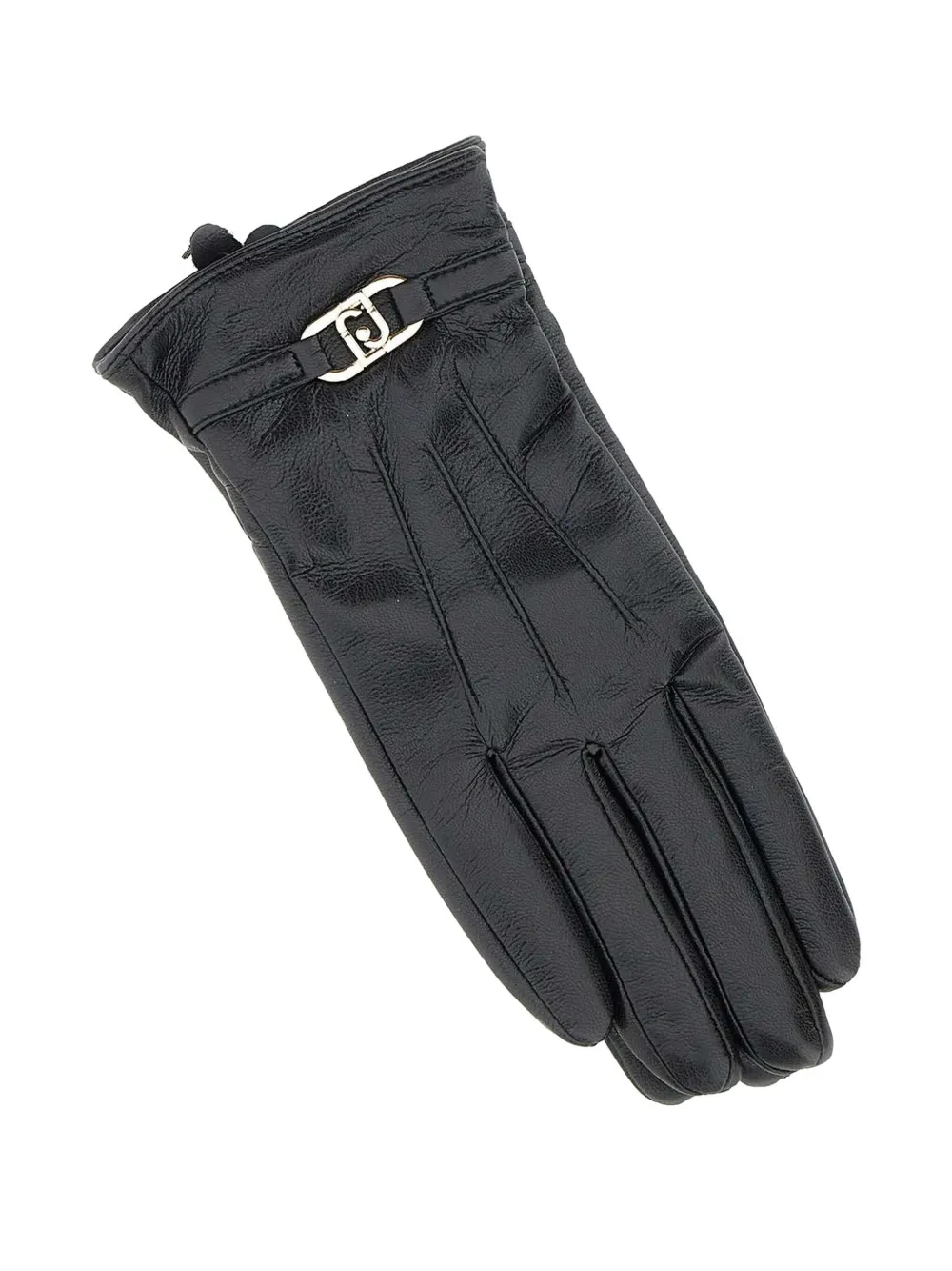 LIU JO logo-buckle faux-leather gloves - Zwart