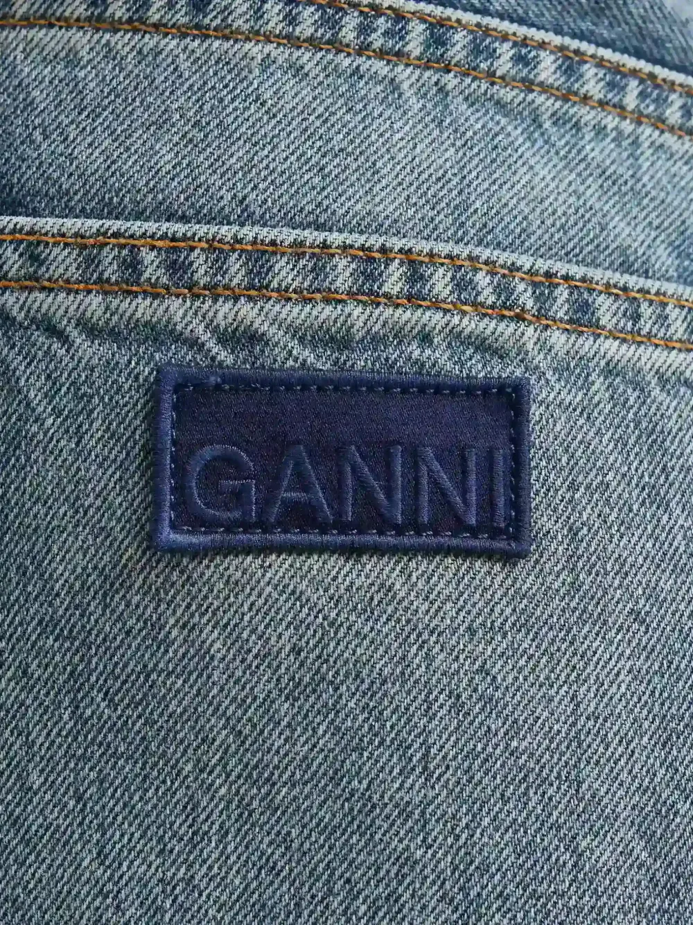GANNI Jeans met logopatch Blauw