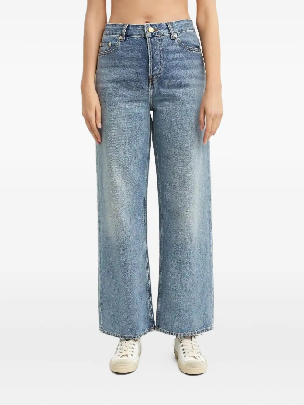 GANNI Jeans met logopatch Blauw