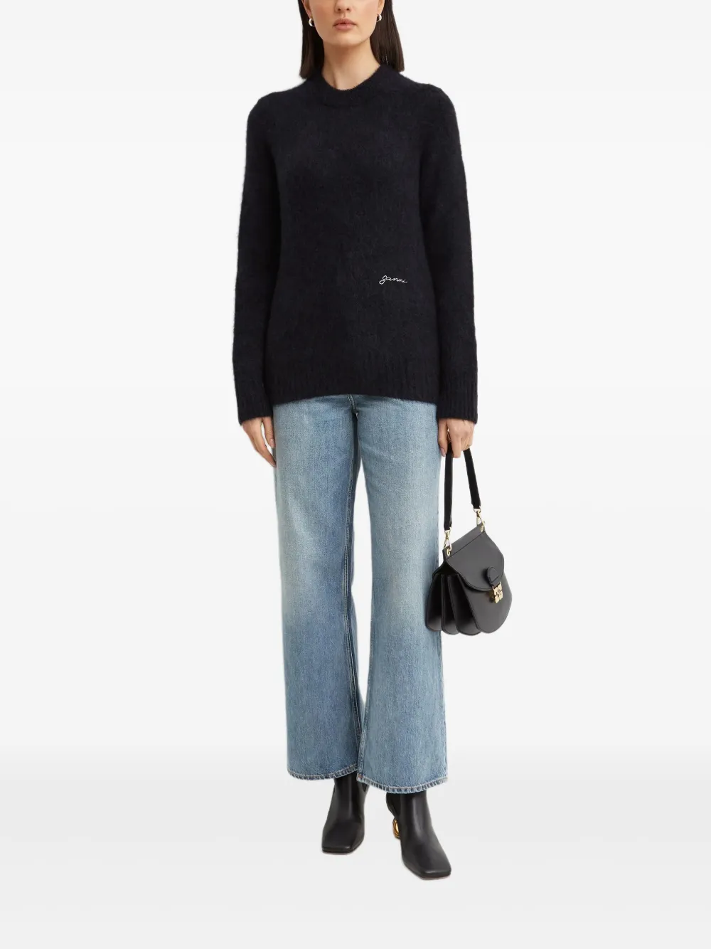 GANNI logo-patch jeans - Blauw