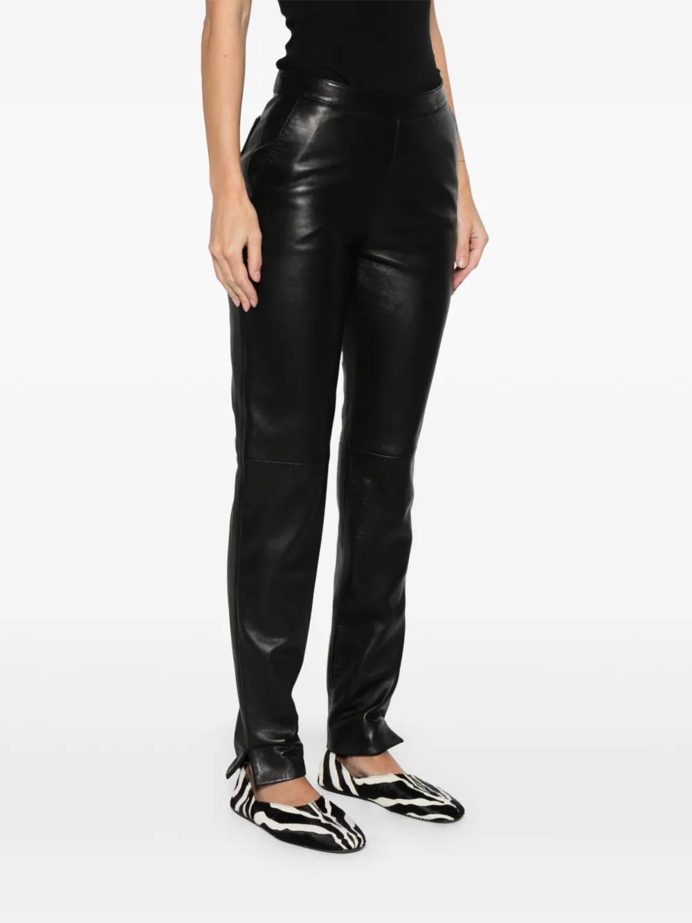  Romeo Gigli Pre-owned 1990s Leather Trousers - Black 