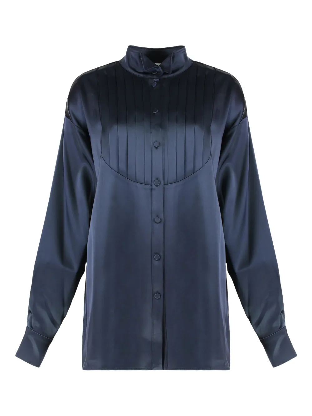 Les Filles D'eva Pleated Satin Shirt In Blue