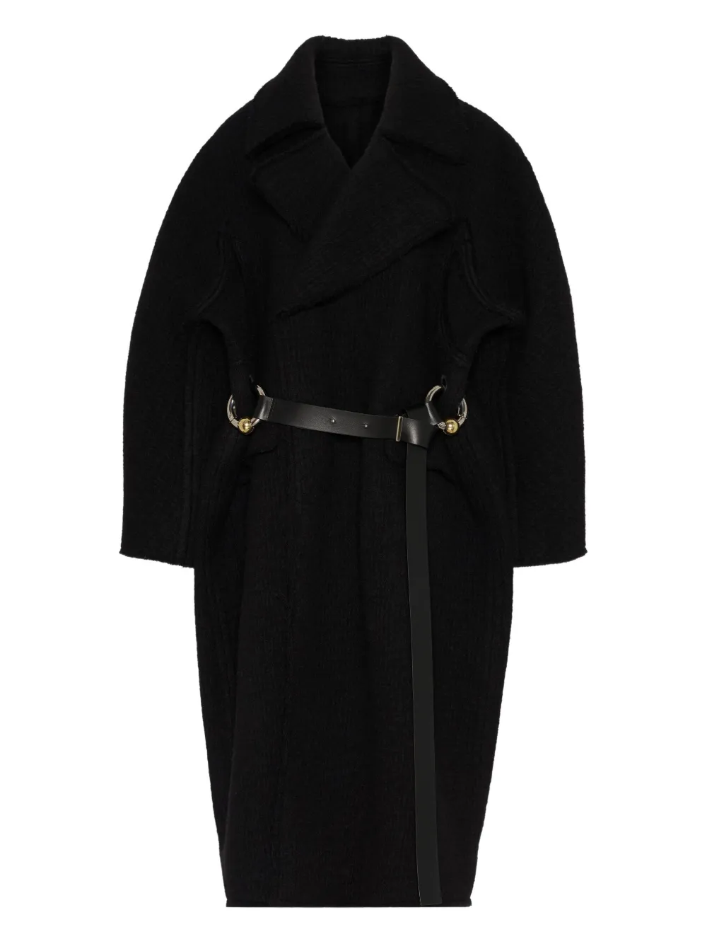 Jean Paul Gaultier ring-detail belted coat - Black