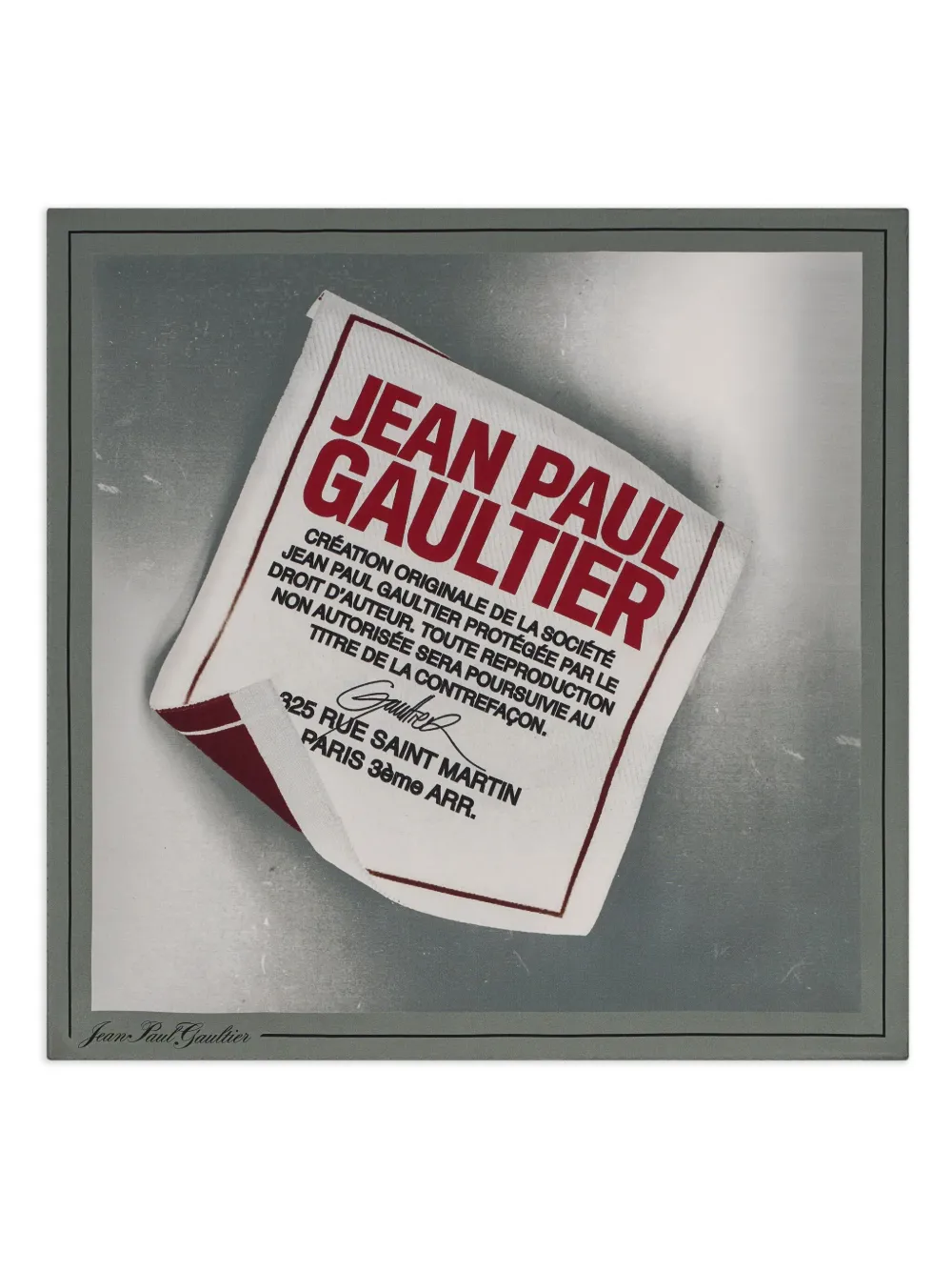 Jean Paul Gaultier Label Jpg Printed Silk Scarf In Gray