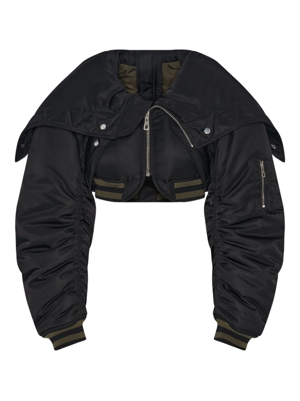 Jean Paul Gaultier Zip-fastening Cropped Jacket In Black